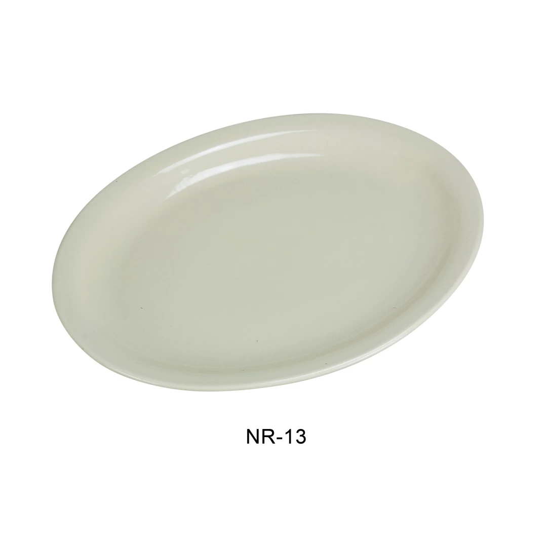 Yanco NR-13 Normandy Platter, Narrow Rim, 11.5" Length, 9.25" Width, China, American White Color, Pack of 12
