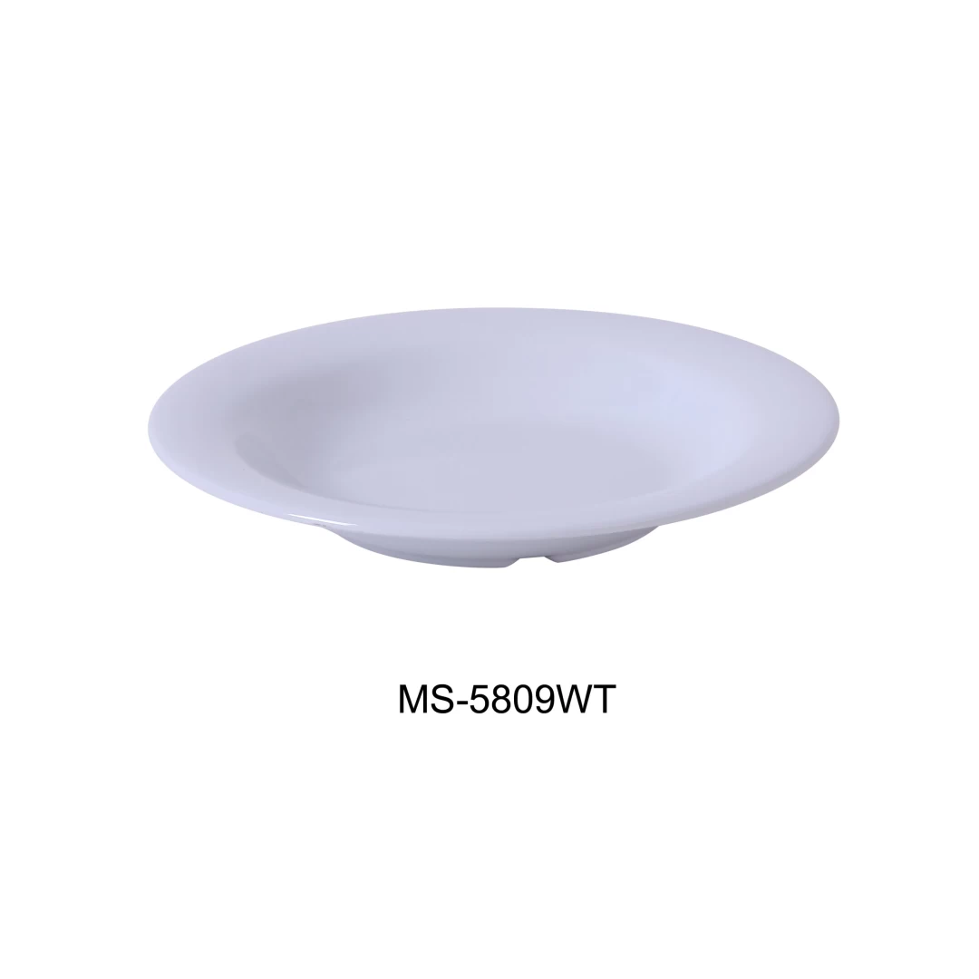 Yanco MS-5809WT Mile Stone Pasta Bowl, 13 Oz Capacity, 1.25" Height, 9.25" Diameter, Melamine, White Color, Pack of 24