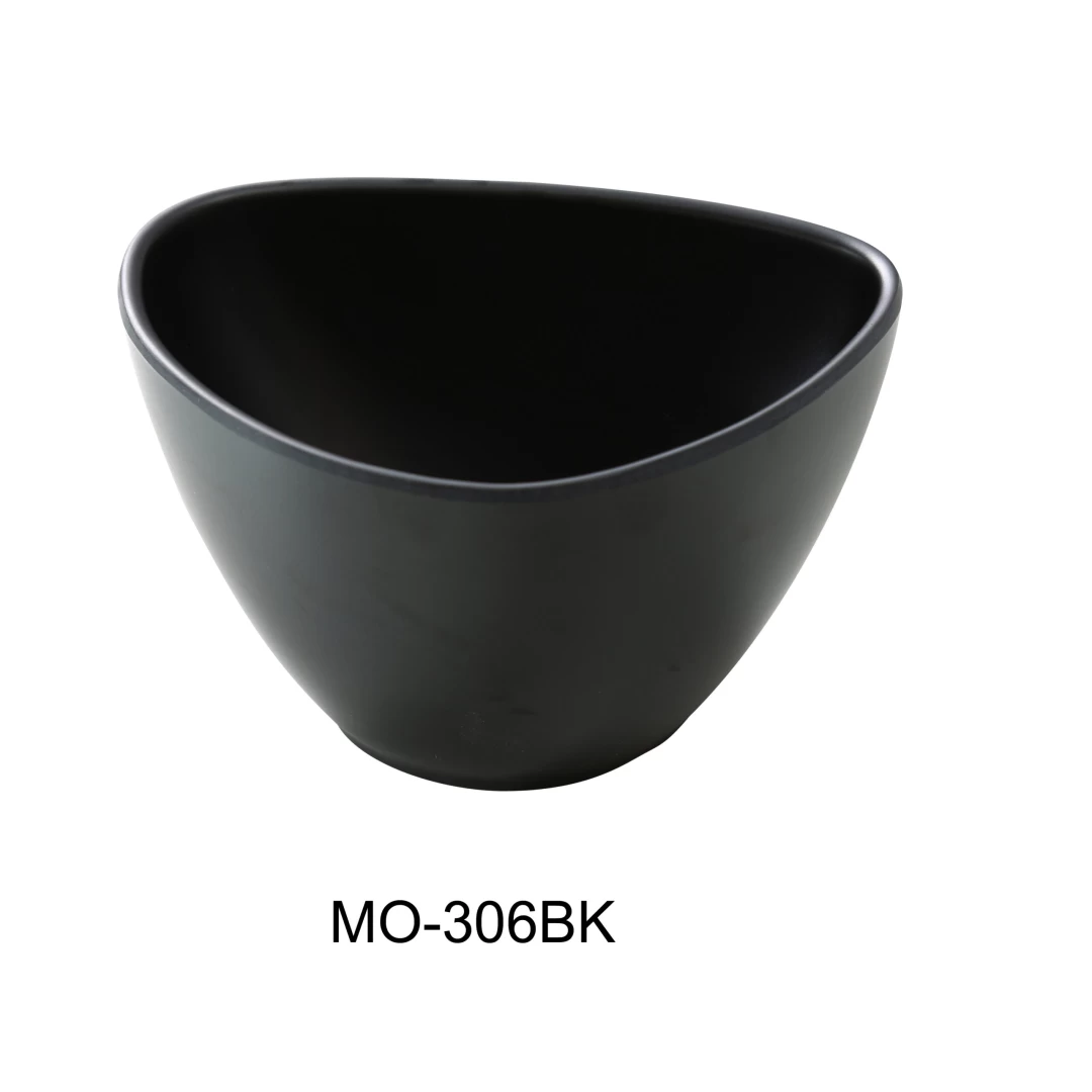 Yanco MO-306BK Moderne 5.5" Triangle Bowl 16 Oz, Black, Melamine, Pack of 48