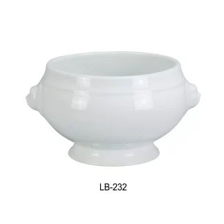 Yanco LB-232 Lion Bouillon Bowl, 32 Oz Capacity, 6.25" Diameter, 4.5" Height, Porcelain, Super White Color, Pack of 12