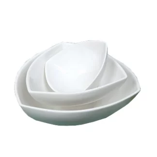 Yanco ML-509 9" Triangle Bowl, 48 Oz Capacity, Porcelain, Super White, Pack of 12