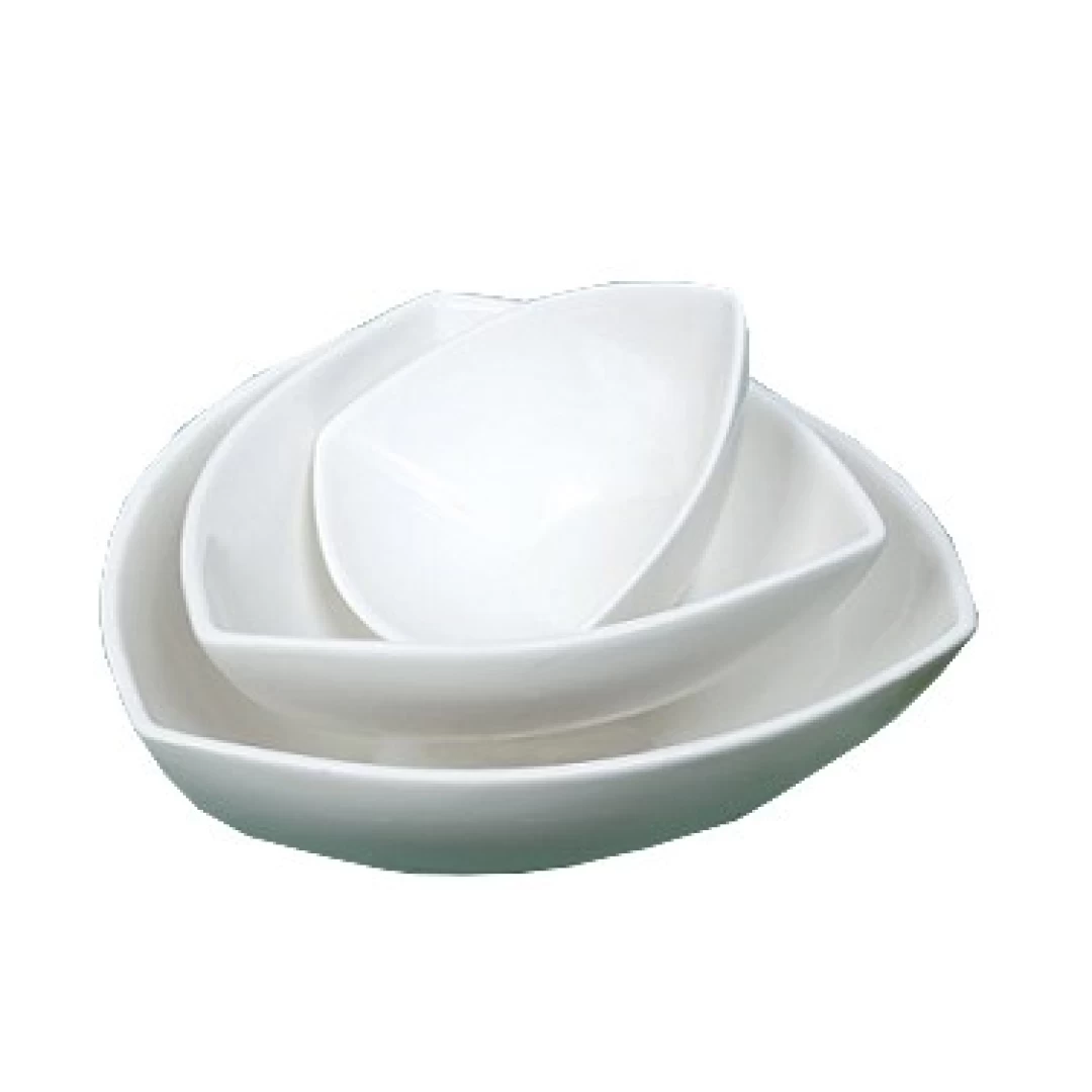 Yanco ML-509 9" Triangle Bowl, 48 Oz Capacity, Porcelain, Super White, Pack of 12