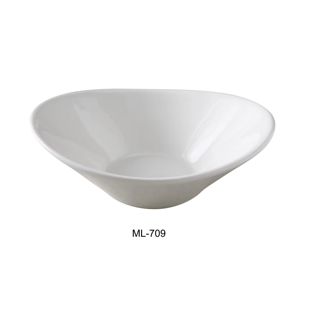 Yanco ML-709 22 Oz Oval Salad Bowl, 9" Length X 7.25" Width, Porcelain, Super White, Pack of 12