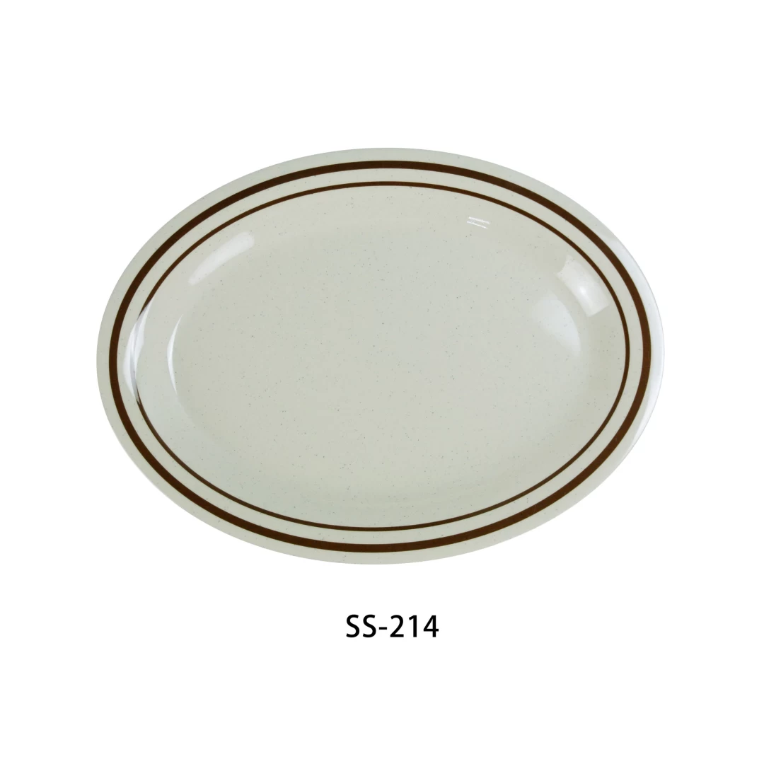 Yanco SS-214 Sesame Oval Platter, 14" Length, 10" Width, Melamine, Pack of 12