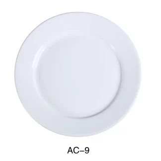 Yanco AC-9 Abco Dinner Plate, 9.5" Diameter, Porcelain, Super White, Pack of 24