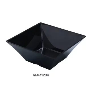 Yanco RM-4112BK Rome Square Bowl, 8 Qt Capacity, 12" Width, 12" Length, 5.5" Height, Melamine, Black Color, Pack of 6