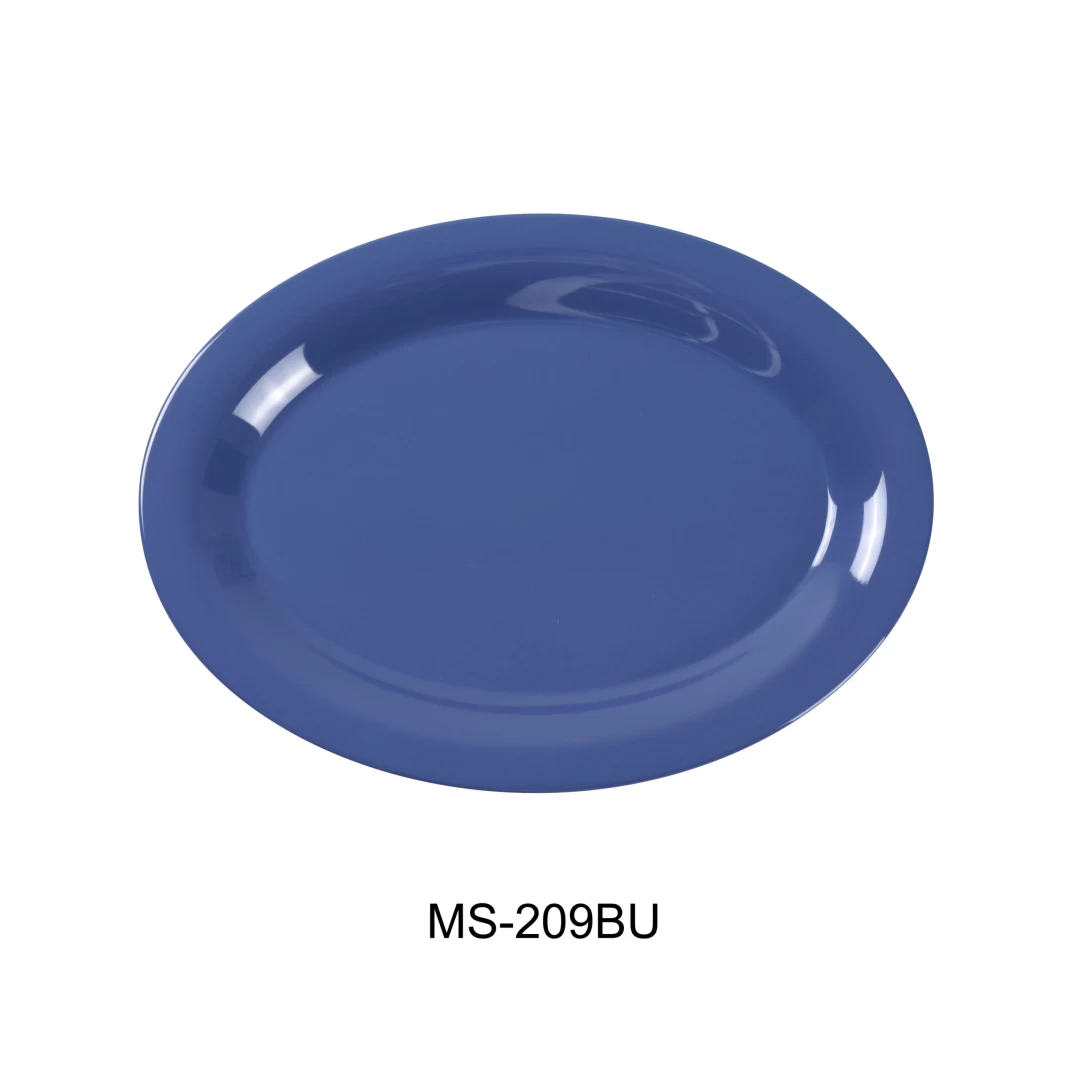 Yanco MS-209BU Mile Stone Oval Platter, 9.5" Length, 7.25" Width, Melamine, Bule Color, Pack of 24