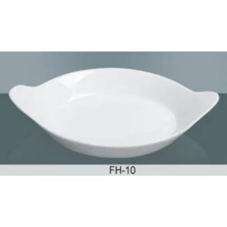 Yanco FH-10 French Handled Dish, 8.5" Diameter, 1" Height, Porcelain, Super White Color, Pack of 12