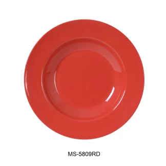 Yanco MS-5809RD Mile Stone Pasta Bowl, 13 Oz Capacity, 1.25" Height, 9.25" Diameter, Melamine, Orange Red Color, Pack of 24