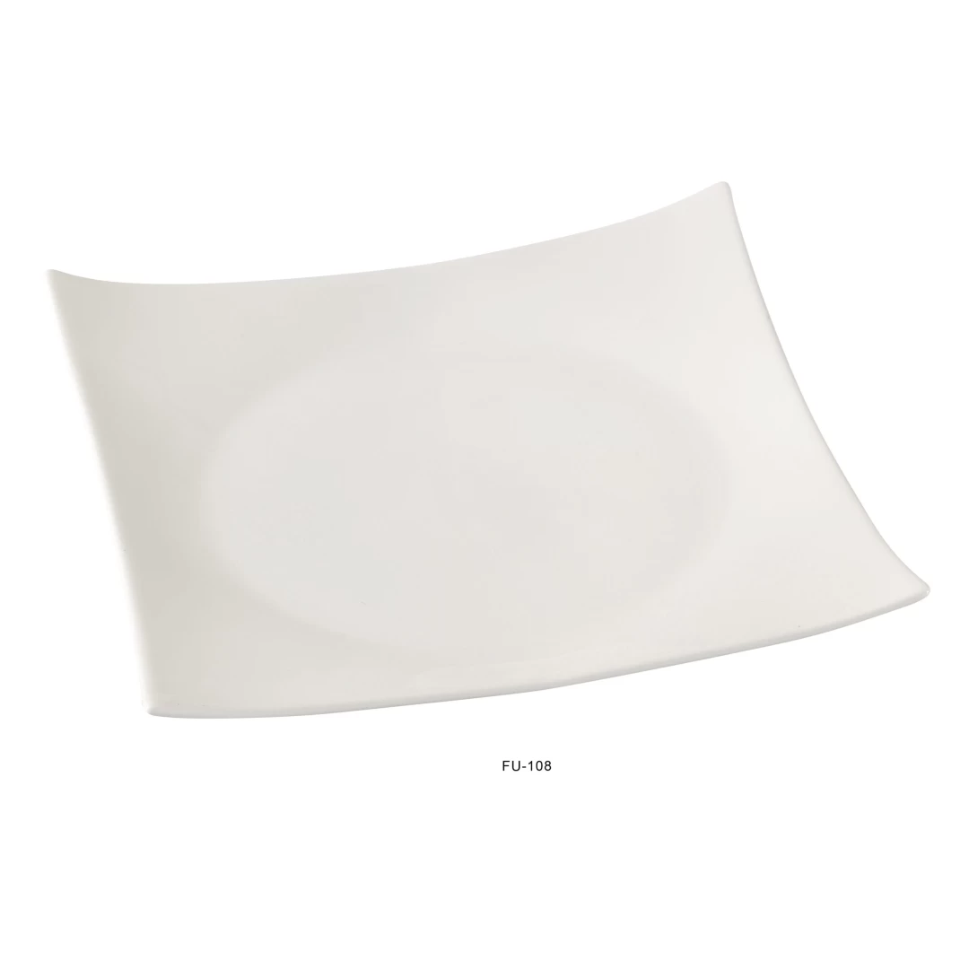 Yanco FU-108 Fuji 7.5" Square Sushi Plate, Porcelain, Bone White, Pack of 36
