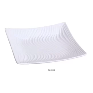 Yanco FU-1110 Fuji 10.5" Square Plate, Porcelain, Bone White, Pack of 12