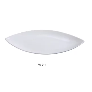 Yanco FU-211 Fuji Oval Plate, 11" Length X 5.5" Width, Porcelain, Bone White, Pack of 12