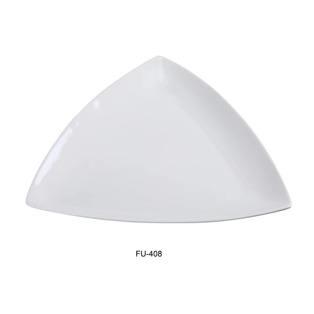 Yanco FU-408 Fuji 8" Triangle Plate, Porcelain, Bone White, Pack of 36