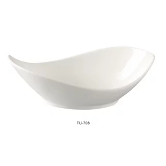 Yanco FU-708 Fuji 8" Boat Shaped Salad Bowl, 6 Oz Capacity, Porcelain, Bone White, Pack of 24