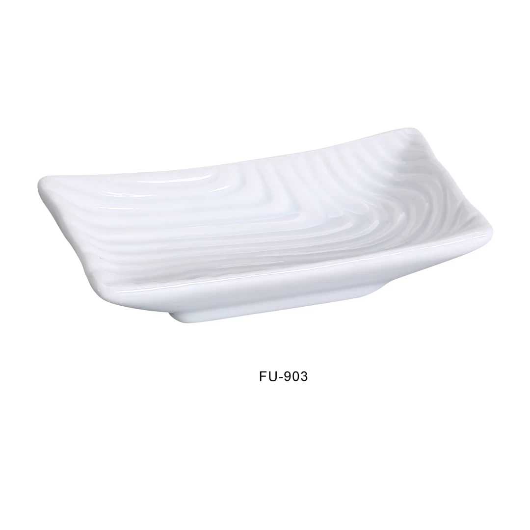 Yanco FU-903 Fuji 3.5" Square Sauce Dish, Porcelain, Bone White, Pack of 48