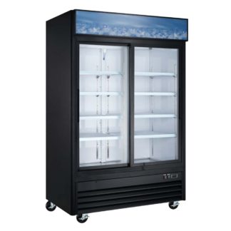 Coldline G53S-B 53" Double Sliding Glass Door Merchandising Refrigerator - Black