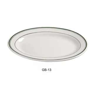Yanco GB-13 Green Band Platter, 11.5" Length, 8.125" Width, China, American White Color, Pack of 12