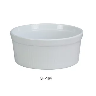 Yanco SF-164 Souffle Bowl, Fluted, 64 Oz Capacity, 8.5" Diameter, 2.75" Height, Porcelain, Super White, Pack of 12