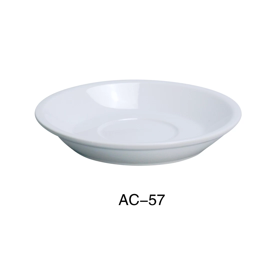 Yanco AC-57 Abco Saucer For Ac-56, 6.875" Diameter, Porcelain, Super White, Pack of 36