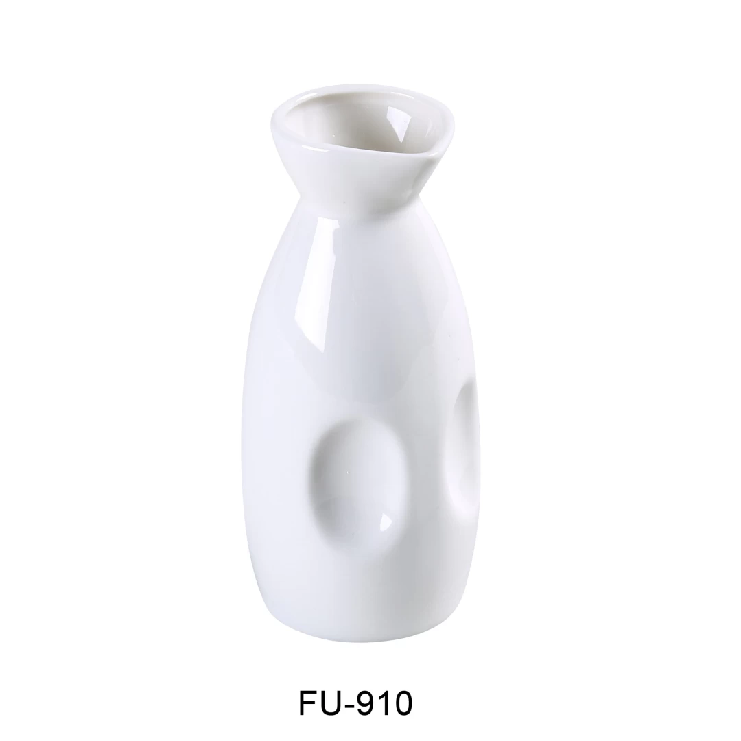 Yanco FU-910 Fuji 10 Oz Wine Pot, 6.375" Height, 2.625" Base, Porcelain, Bone White, Pack of 36