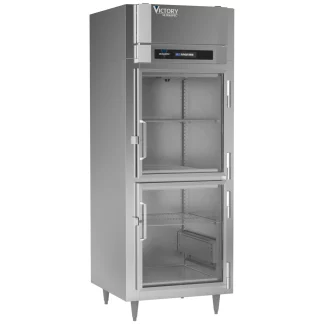Victory Refrigeration HS-1D-1-EW-HG UltraSpec Series 1 Section 2 Glass Half Door Reach-In Heated Holding Cabinet - 24.4 cu. ft., 208/240 Volts