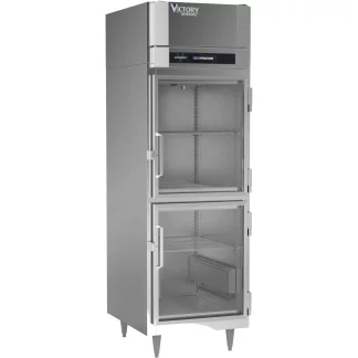 Victory Refrigeration HS-1D-1-HG UltraSpec Series 1 Section 2 Glass Half Door Reach-In Heated Holding Cabinet - 21.5 cu. ft., 208/240 Volts