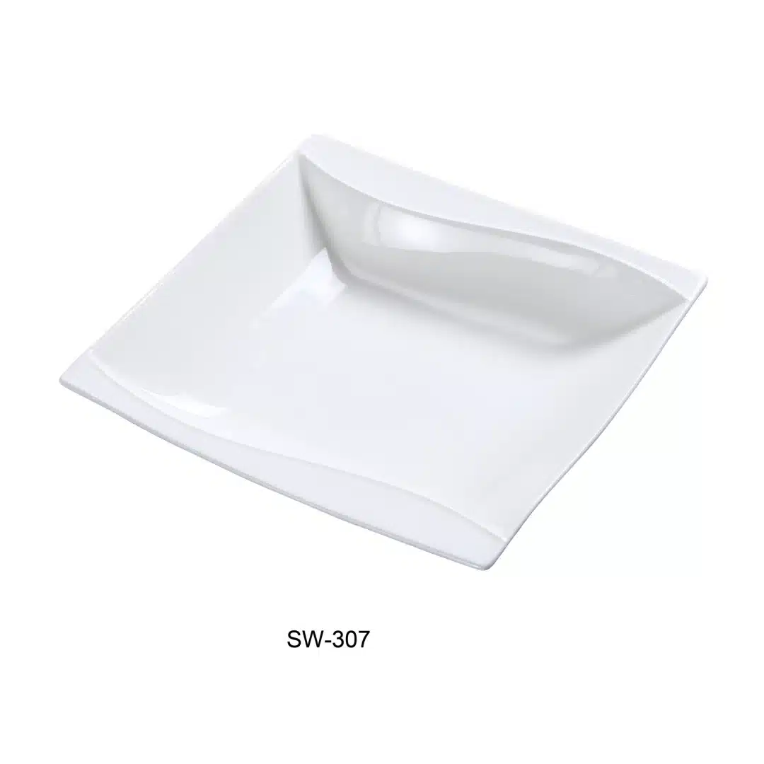 Yanco SW-307 6.5" Grapefruit Bowl, Square, 10-Oz Capacity, Porcelain, Bone White, Pack of 36