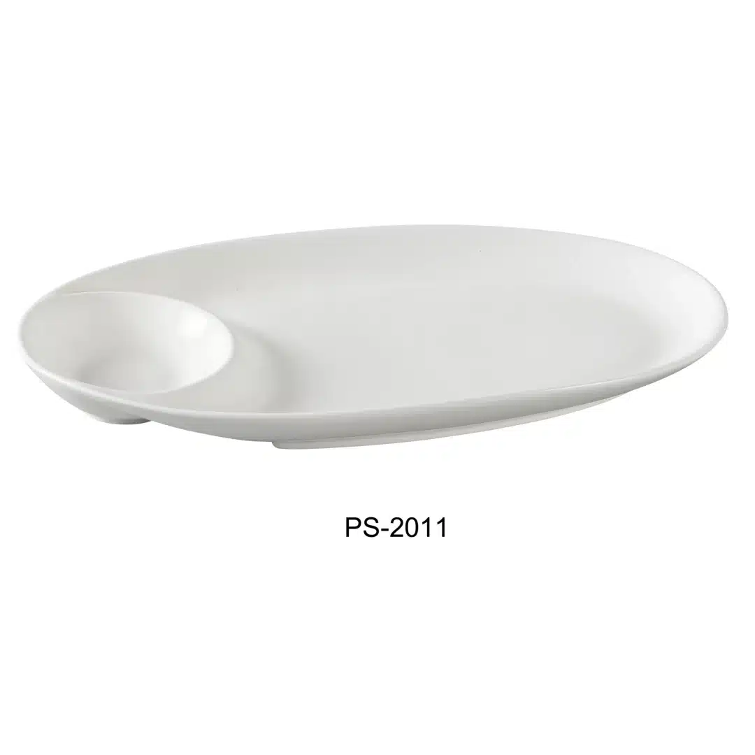 Yanco PS-2010 4-Compartment Plate, 10.25" Length X 8.75" Width, Porcelain, Bone White, Pack of 12