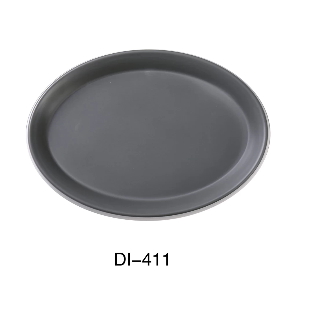 Yanco DI-411 Discover 11" X 1 1/4"H Oval Plate, Melamine, Matte Finish, Pack of 12
