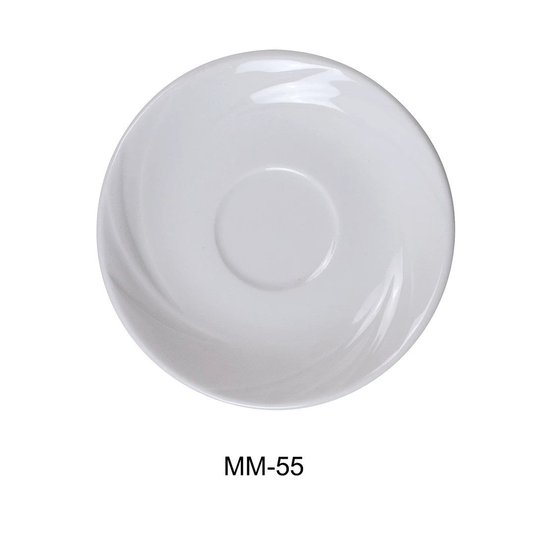Yanco MM-55 Miami Saucer For Mm-54 Espresso Cup, 4.875" Diameter, Porcelain, Bone White, Pack of 36