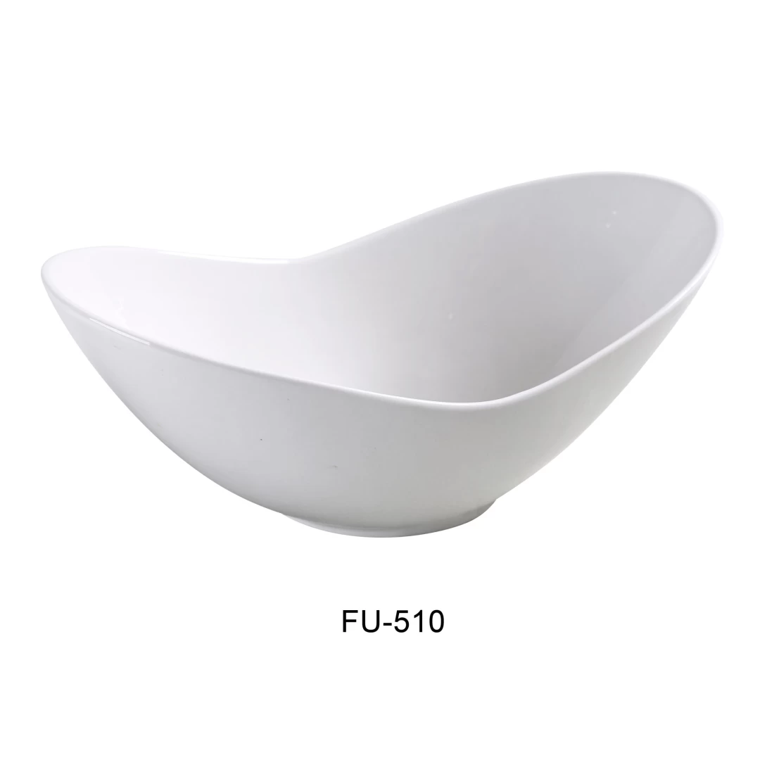 Yanco FU-510 Fuji 10" Fortune Bowl, 28 Oz Capacity, Porcelain, Bone White, Pack of 12