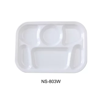 Yanco NS-803W Nessico 6-Compartment Plate, 13" Length, 9.5" Width, Melamine, White Color, Pack of 12