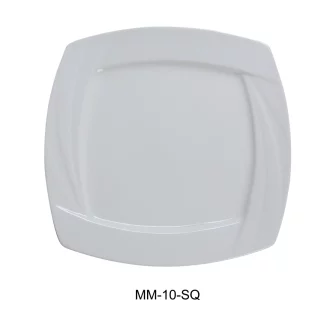 Yanco MM-10-SQ Miami 10" Square Plate, Porcelain, Bone White, Pack of 12