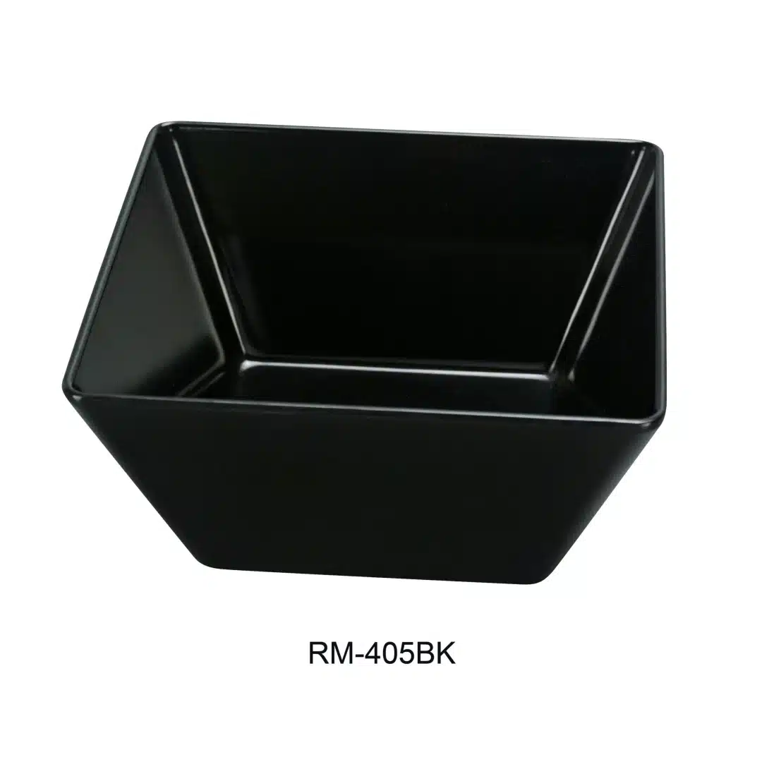 Yanco RM-405BK Rome Square Bowl, 18 Oz Capacity, 5" Length, 5" Width, 2.75" Height, Melamine, Black Color, Pack of 48