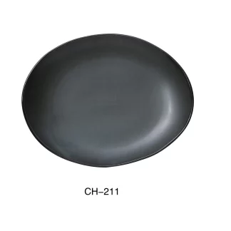 Yanco CH-211 Champs 11" X 9" X 1 1/4" Oval Plate, Porcelain, Matte Glaze, Pack of 12
