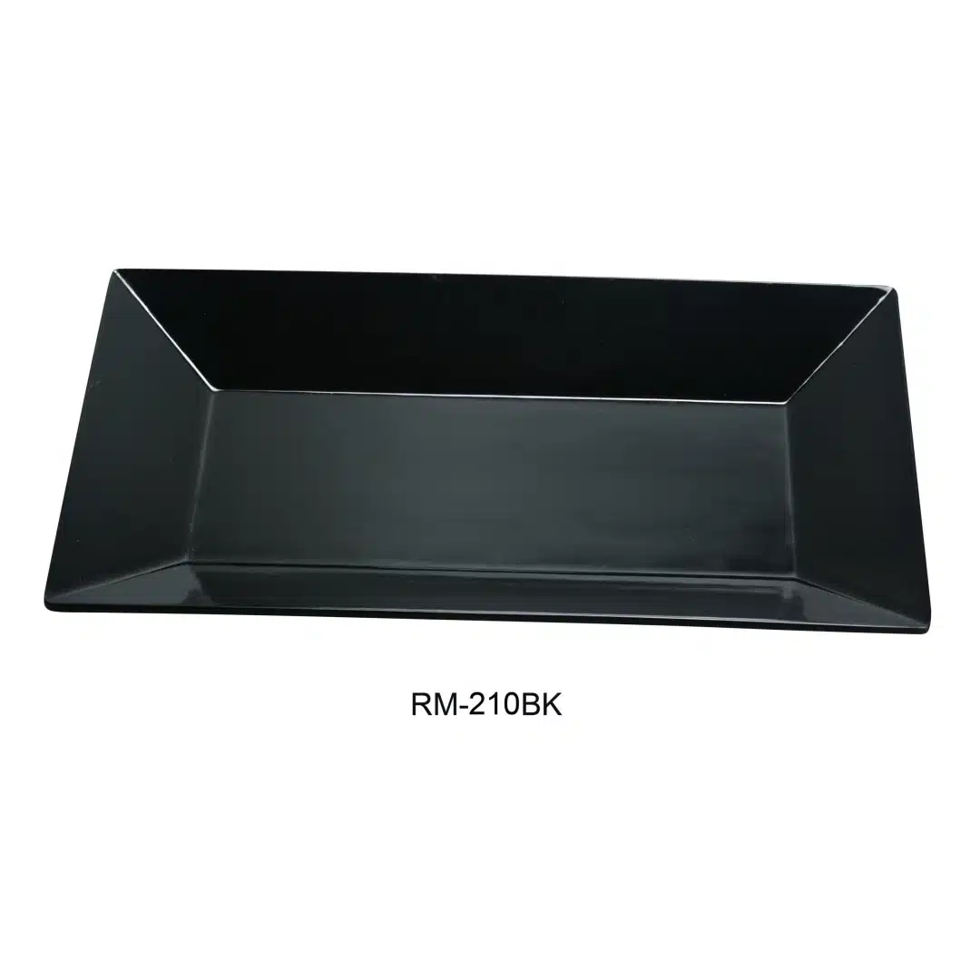 Yanco RM-210BK Rome Rectangular Plate, 10" Length, 6" Width, Melamine, Black Color, Pack of 24