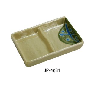 Yanco JP-4031 Japanese Divided Sauce Dish, Double, 5" Length, 3.5" Width, 2.5 Oz Each, Melamine, Pack of 48