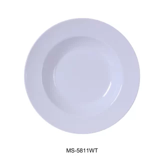 Yanco MS-5811WT Mile Stone Pasta Bowl, 16 Oz Capacity, 1.5" Height, 11" Diameter, Melamine, White Color, Pack of 24