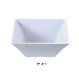 Yanco RM-4112 Rome 12" Square Bowl, 8 Qt Capacity, 5.5" Height, Melamine, White Color, Pack of 6