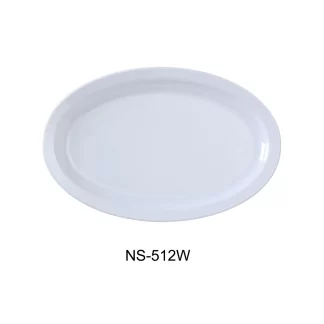 Yanco NS-512W Nessico Oval Platter With Narrow Rim, 8" Width, 11.5" Length, Melamine, White Color, Pack of 24