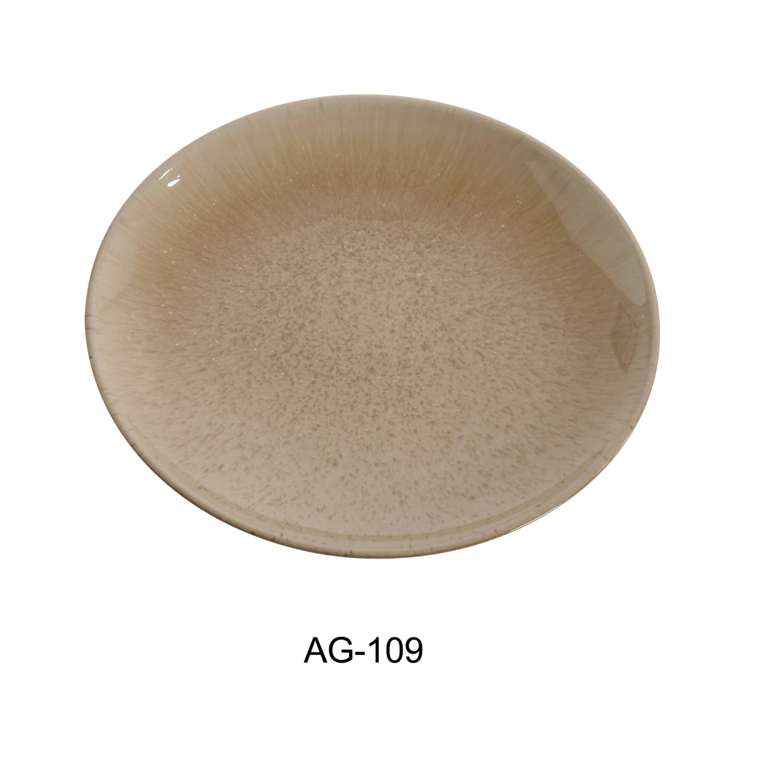 Yanco AG-109 9" X 7/8" Coupe Shape Round Plate , Porcelain, Pack of 24
