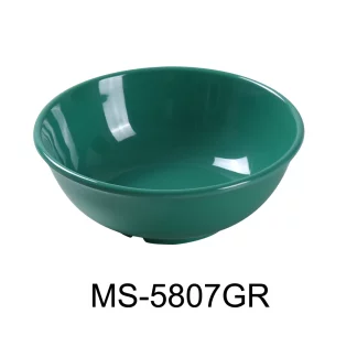 Yanco MS-5807GR Mile Stone Salad Bowl, 24 Oz Capacity, 2.5" Height, 7.25" Diameter, Melamine, Green Color, Pack of 24