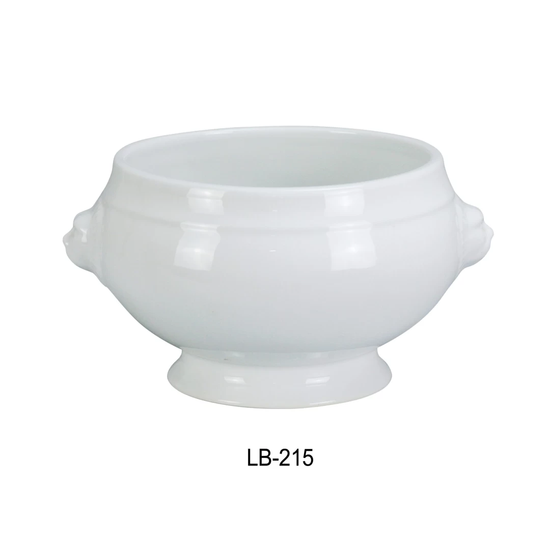 Yanco LB-215 Lion Bouillon Bowl, 15 Oz Capacity, 5.25" Diameter, 3.25" Height, Porcelain, Super White Color, Pack of 24