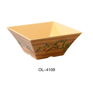 Yanco OL-4109 Olive 10" X 4"H Square Bowl 4 Qt, Melamine, Matte, Pack of 12