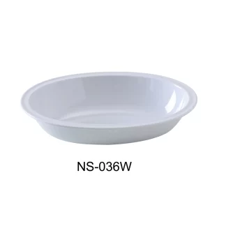 Yanco NS-036W Nessico Oval Bowl, 36 Oz Capacity, 10" Length, 7.375" Width, 2.25" Height, Melamine, White Color, Pack of 24