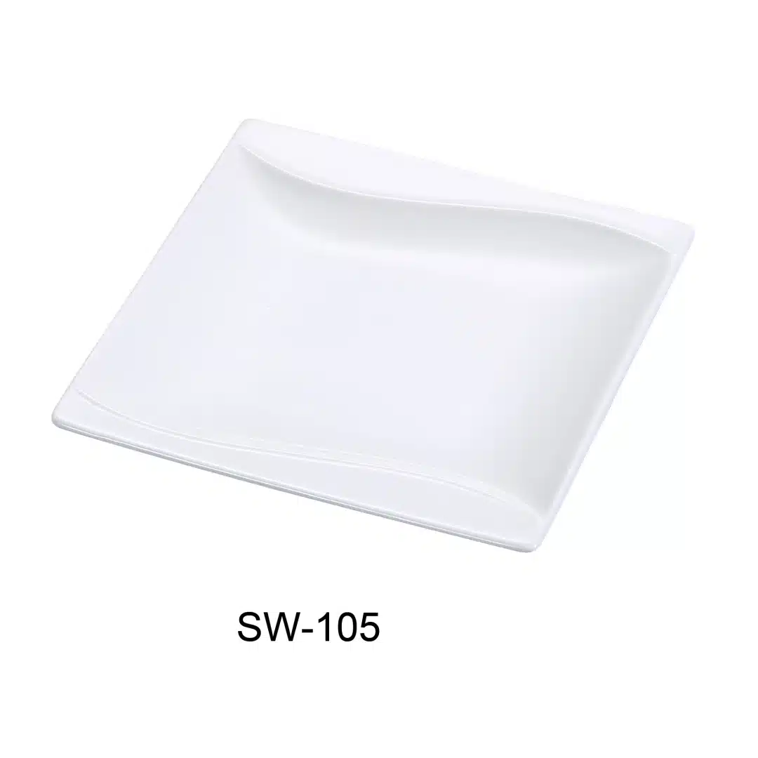Yanco SW-105 4.5" Square Plate, Porcelain, Bone White, Pack of 48