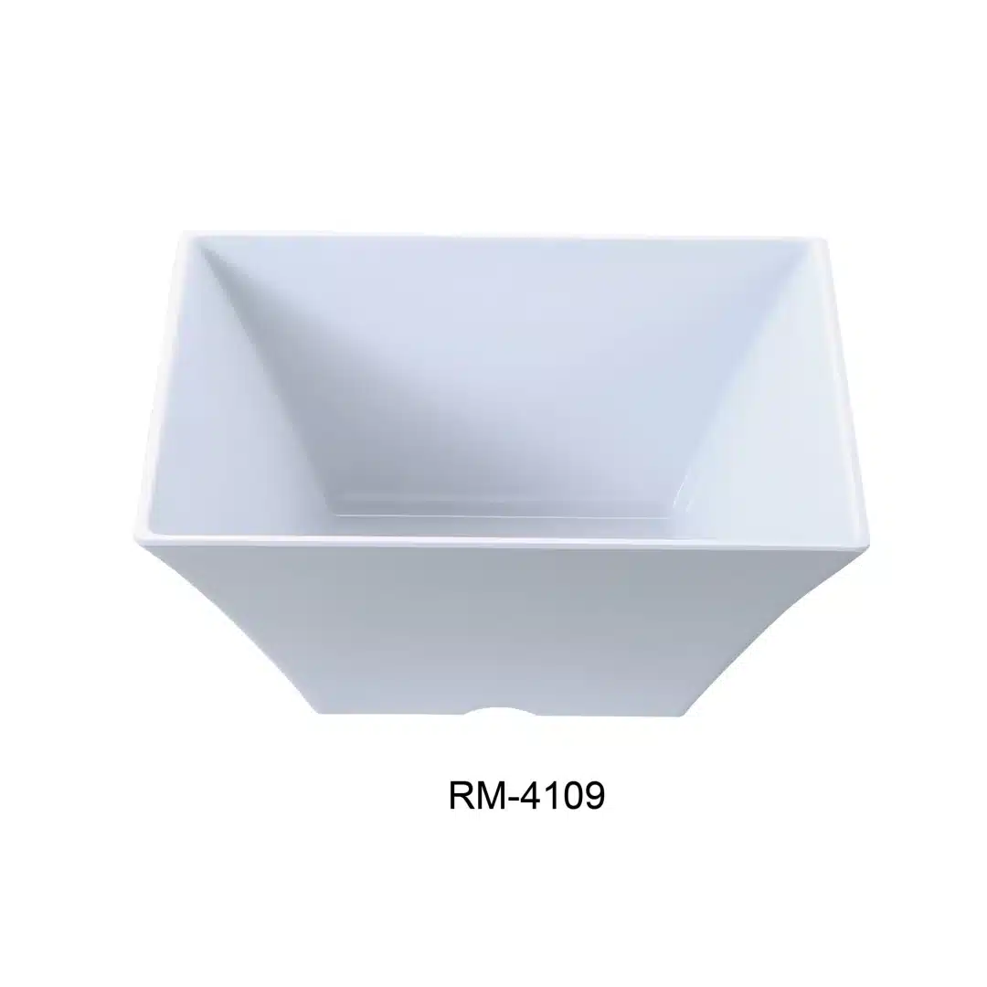 Yanco RM-4109 Rome 10" Square Bowl, 98 Oz Capacity, 4" Hight", Melamine, White Color, Pack of 12