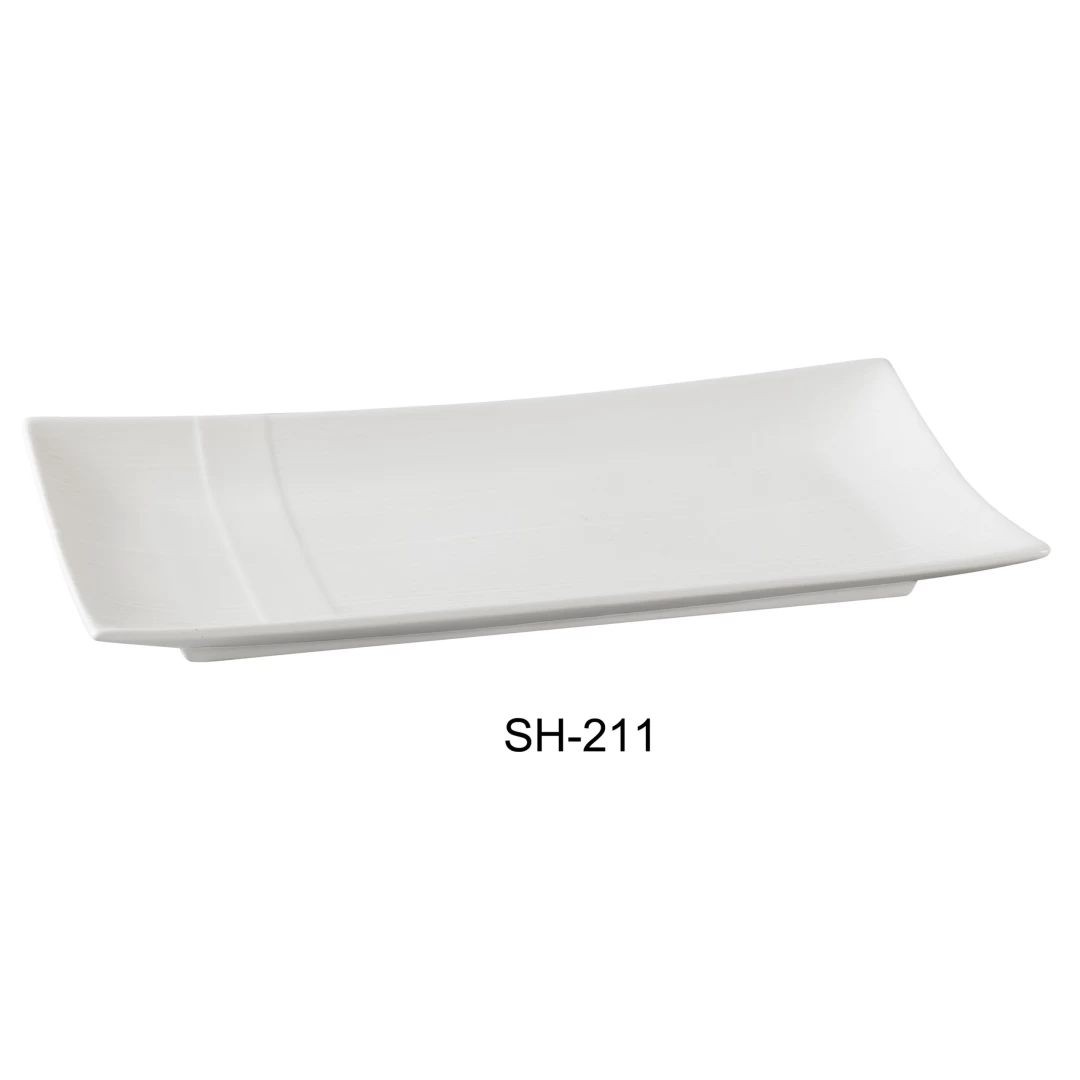 Yanco SH-211 Rectangular Plate, 11.25" Length X 5.5" Width, Porcelain, Bone White (Pack of 24)