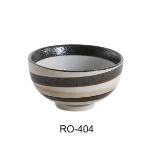 Yanco RO-404 Rockeye Collection, 4.375" Rice Bowl, Round, 9 Oz Capacity, 2.5" Height, China, Two-Tone, Pack of 36