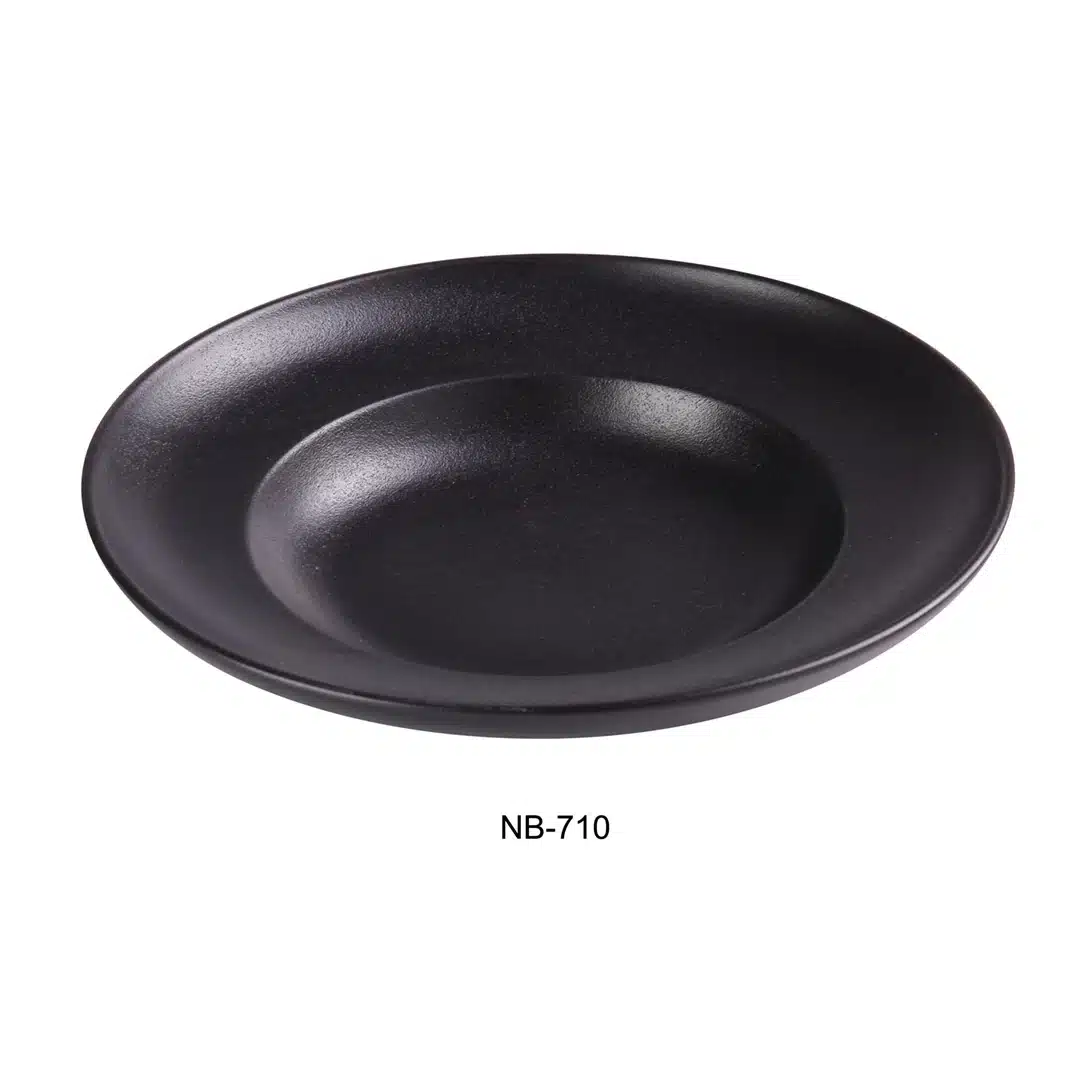 Yanco NB-710 Noble Black 10-7/8" X 7" X 2-1/4" Mediterranean Pasta Bowl 10 Oz, Inner Diameter 7", China, Black, Pack of 12